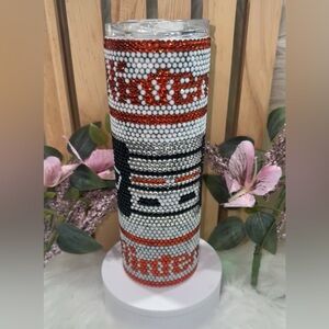 Crystal Embellished White and Red Vase